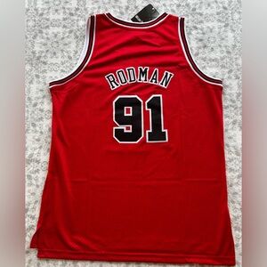 1997-98 Dennis Rodman #91 Bulls Mitchell & Ness Red Swingman Jersey Youth XL